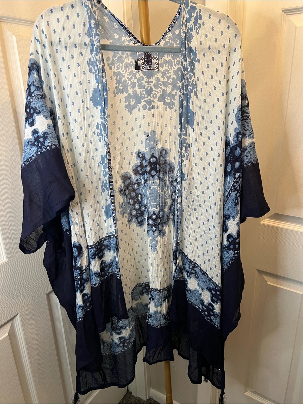 Shore Drive Navy Viscose Top with Textured Knit Detail